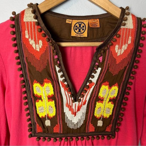 Tory Burch Pink Embroidered Boho Top - Picture 3 of 10